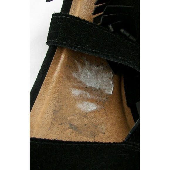 Yellow Box Feather Black Leather Open Toe Casual Wedge Sandals Sz 8.5 - Picture 8 of 8